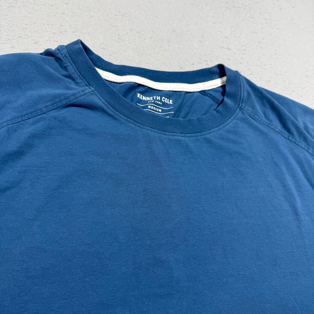 Kenneth Cole New York Mens Blue Short Sleeve Crewneck Cotton Blend T-Shirt M